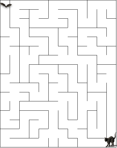 Easy Crossword on Printable Halloween Maze Puzzle