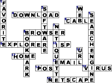 Print and Play Internet Terms Crossword Puzzle